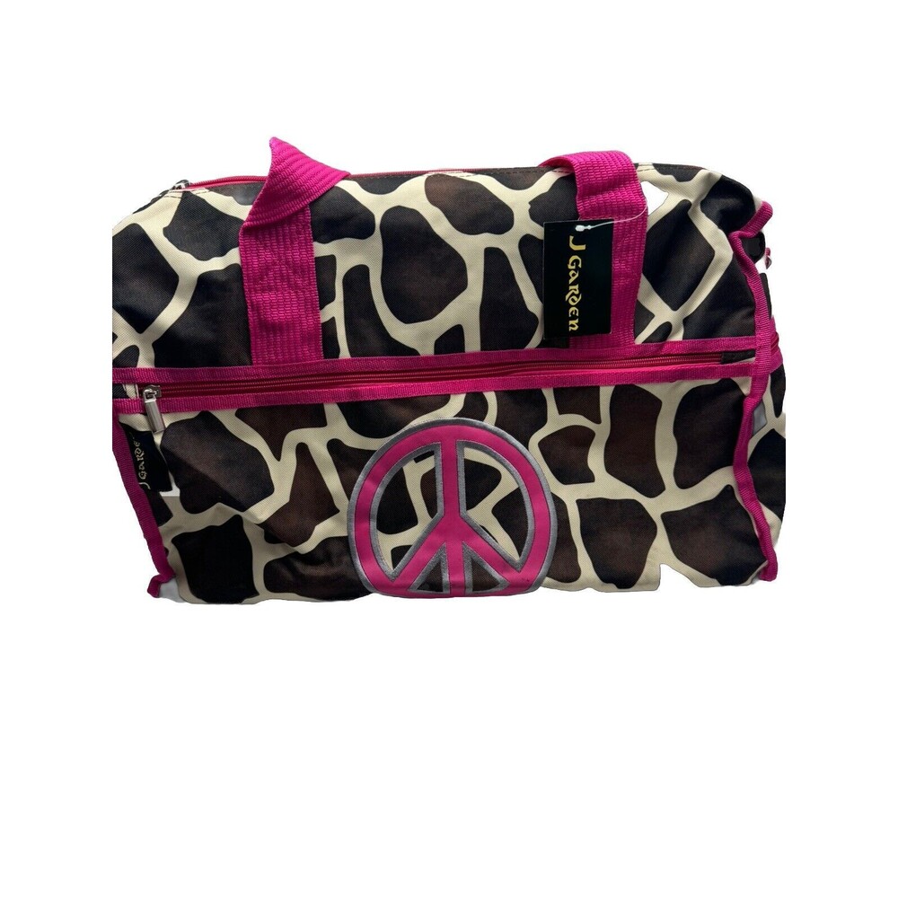 J Garden Giraffe Peace Print 19 in Long Lightweight Overnight Duffel Bag